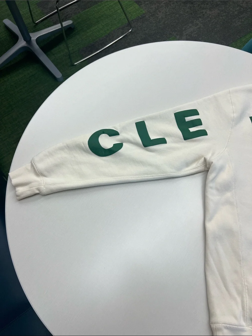 Emily Roggenburk return to cleveland puff crewneck long sleeve sweatshirt green - Picture 10 of 11